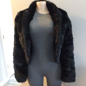 Wilsons Leather Black Rabbit Fur Bomber Jacket